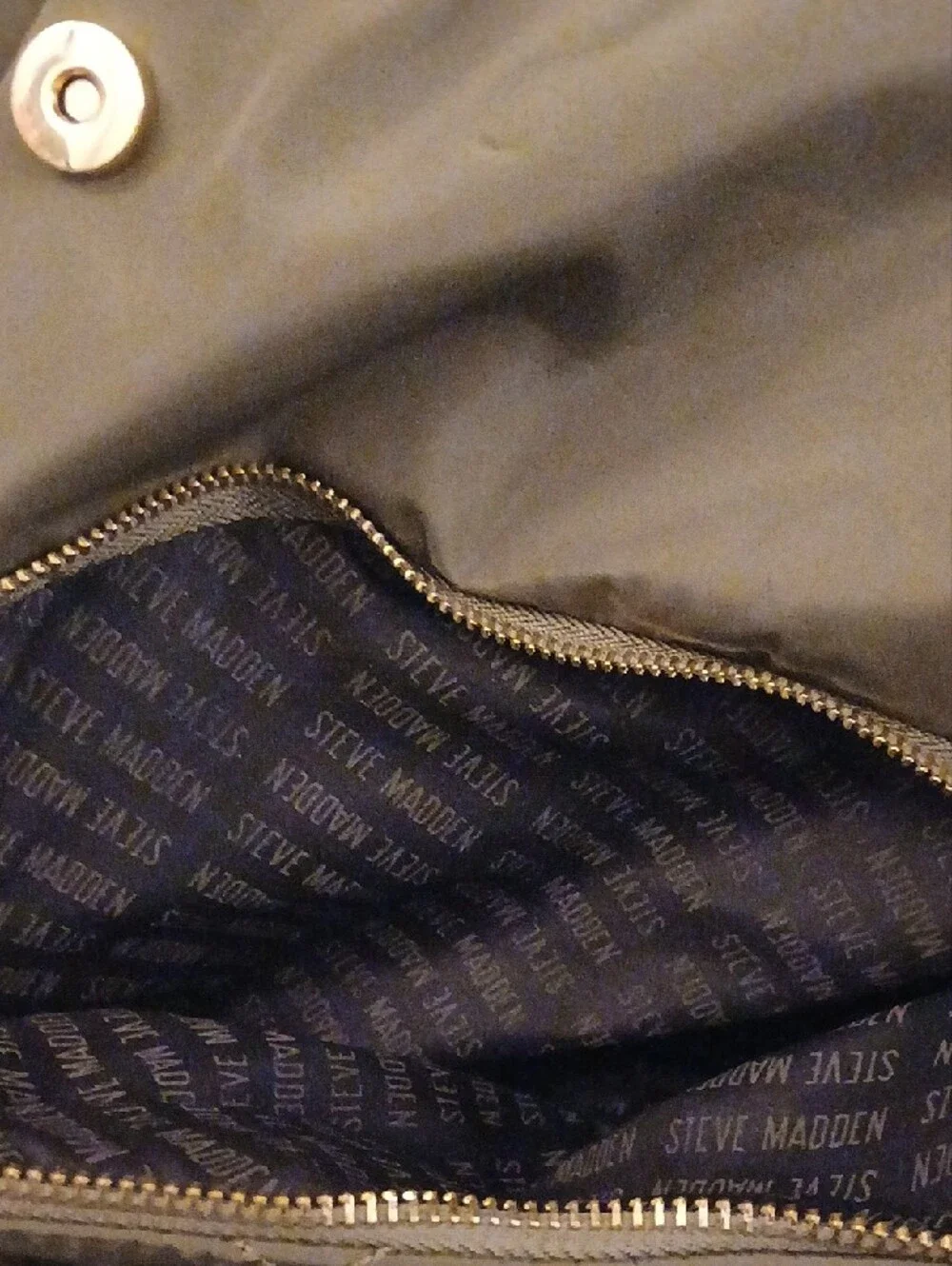 Steve Madden Olive Green Quilted Drawstring Backpack